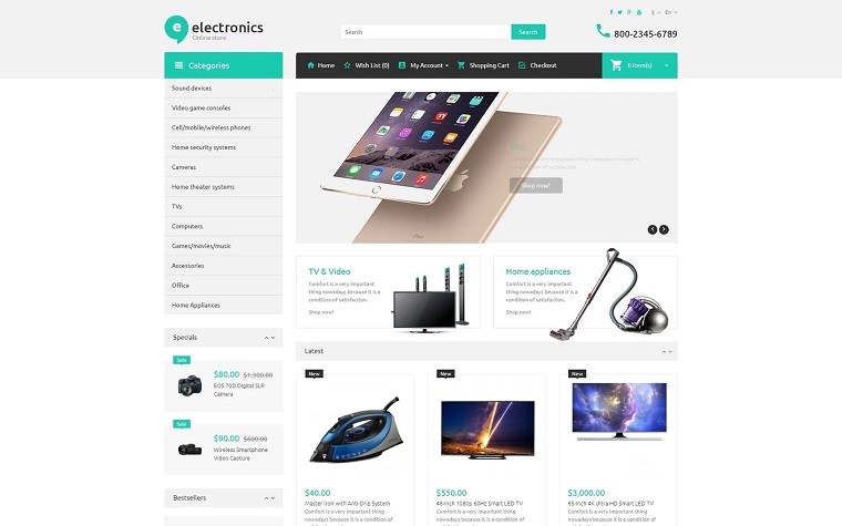 Electronic Store OpenCart Template.