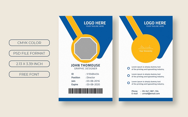 Employee ID Card Design - Corporate Identity Template.