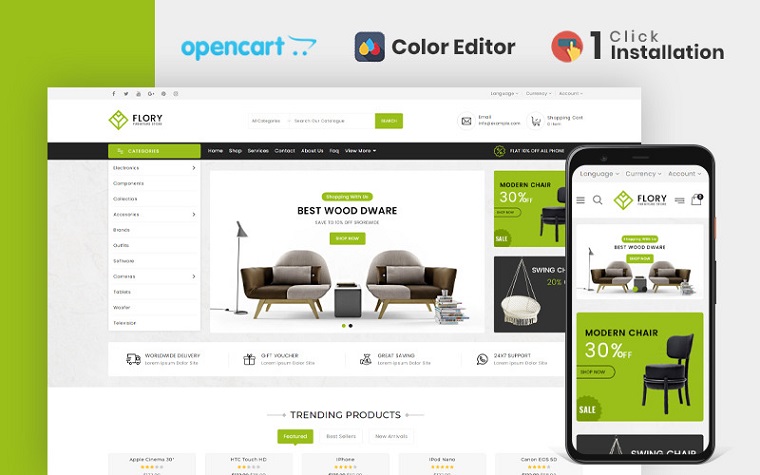 Flory Furniture Store OpenCart Template.