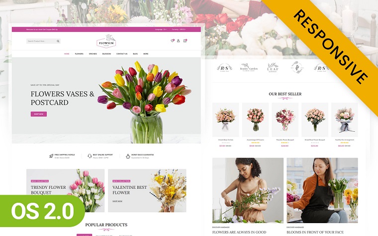 Flowsum - Responsive Flowers Store Shopify Theme.
