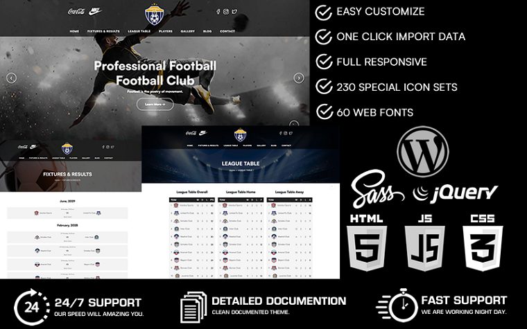 Football Club - Responsive Sports WordPress Theme.