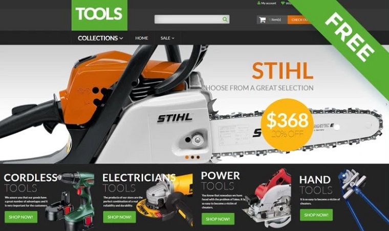 Tools - Tools & Equipment Free Clean Shopify Theme.