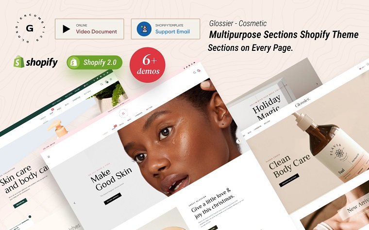 Glossier - Multipurpose Sections Shopify Theme.