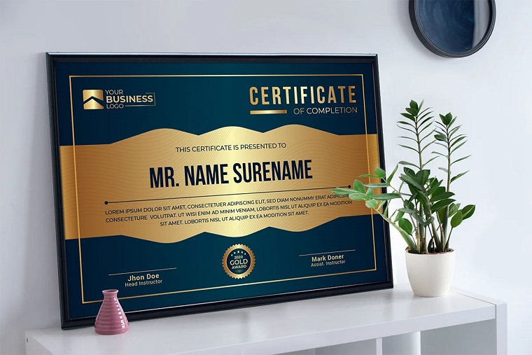 Gold, Silver, Bronze Rank completion Certificate Template.