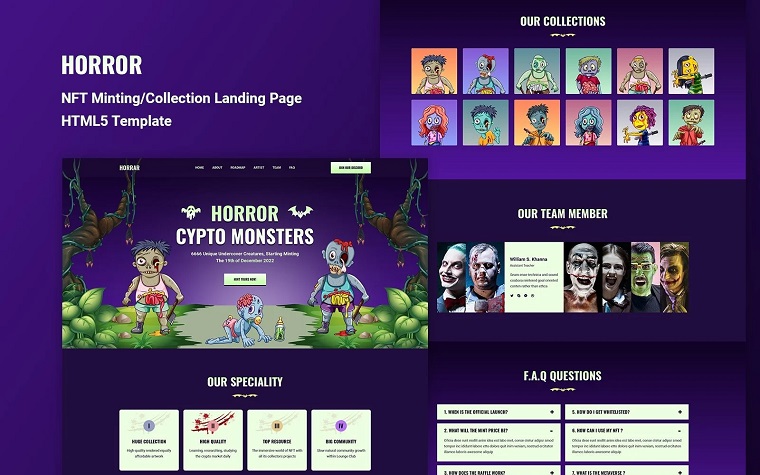 Horror - NFT Marketplace Landing Page HTML Template