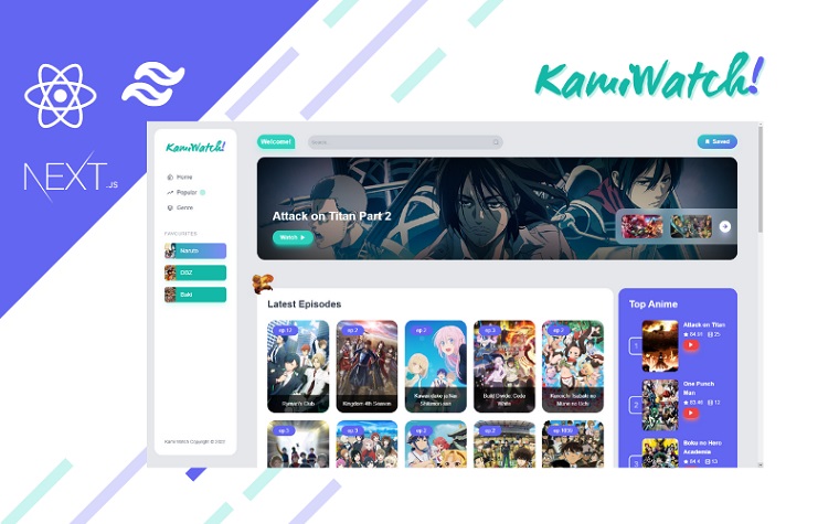 KamiWatch - Anime Streaming Platform Template Built With NextJS & TailwindCSS