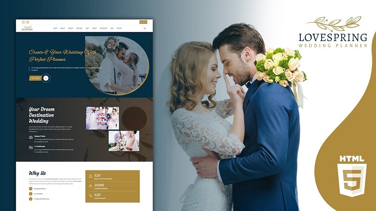 Lovespring - stunning wedding landing page design.