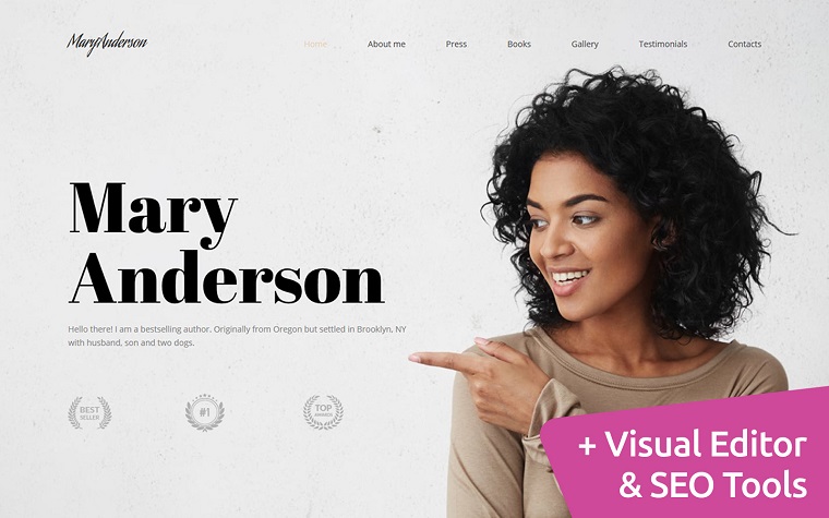 Mary Anderson - Book Writer Premium Moto CMS 3 Template.