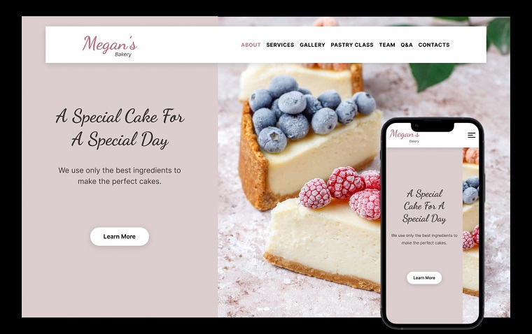 Megan's Bakery - Confectionery Landing Page Template.