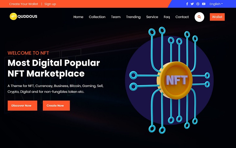 Quddous - NFT eCommerce Landing Page HTML5 Theme