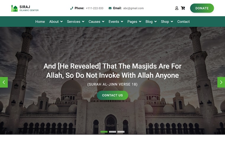 Siraj - Islamic Center HTML5 Website Template.