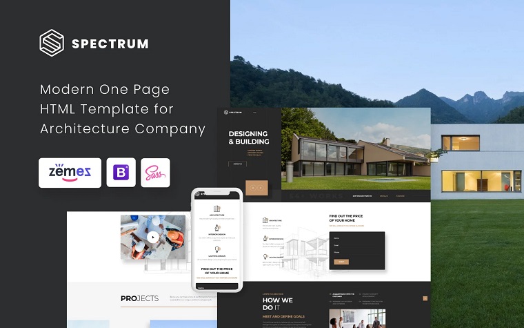 Spectrum - Architecture One Page Modern HTML Landing Page Template.