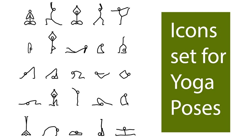 Stick figure Icons Set for Yoga Icons Template.