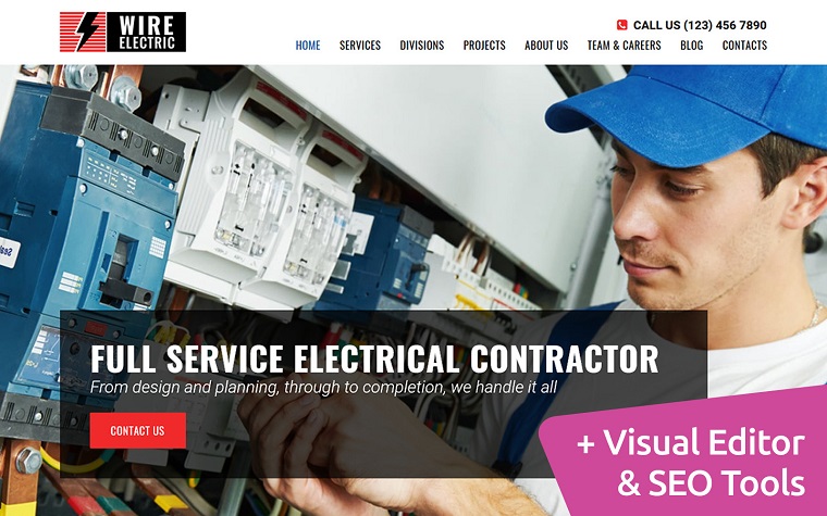 Wire - Electrical Company Moto CMS 3 Template.