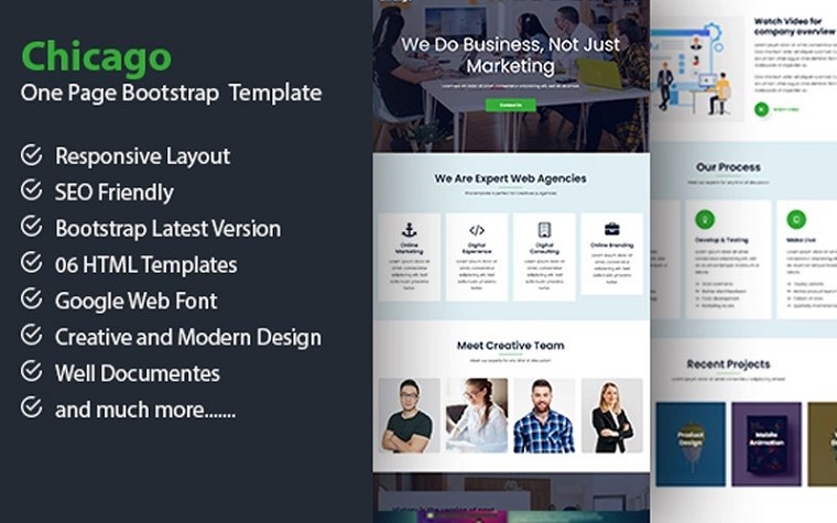 Chicago - Multipurpose One Page Bootstrap Template.