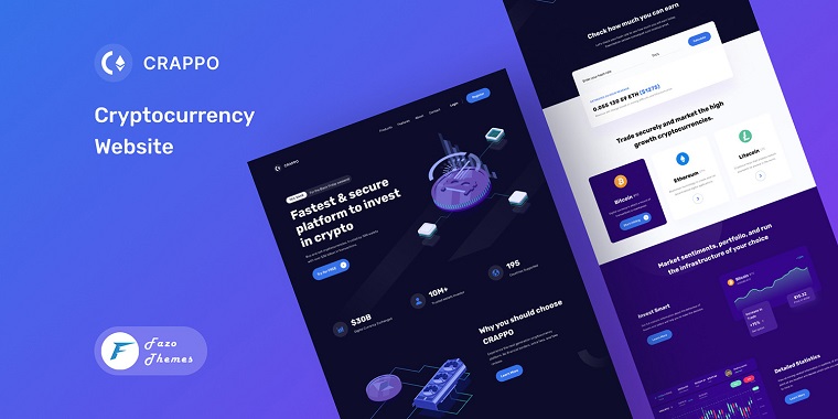 Crappo Cryptocurrency Landing Page Template.