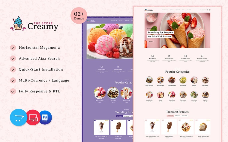 Creamy - Ice Cream OpenCart Shop Theme.