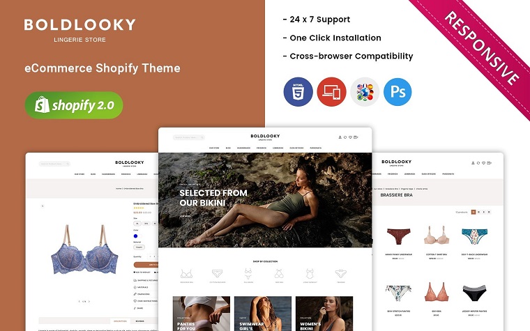 Boldlooky - Lingerie & Bikini Store Shopify Theme.