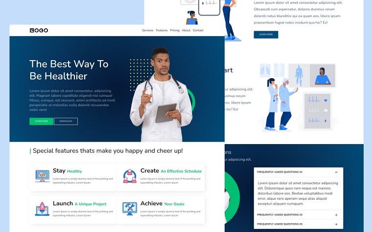 Medical App Responsive HTML One-Page Template