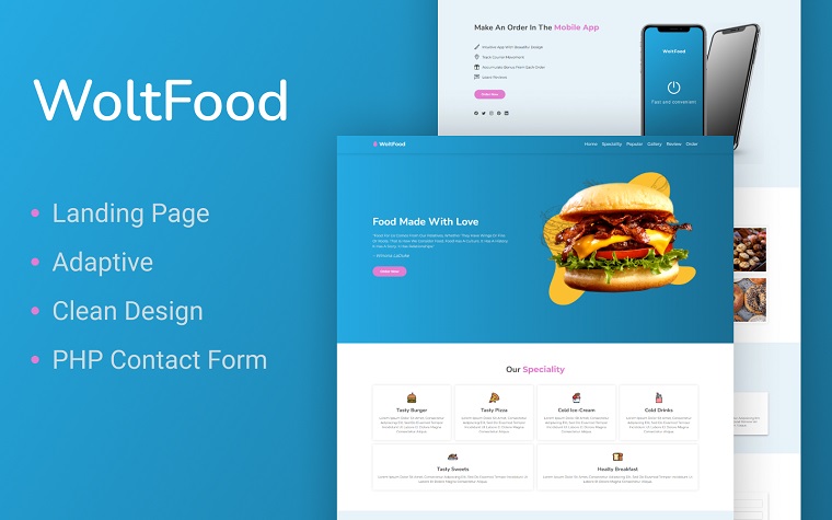 WoltFood - Food Landing Page Template.