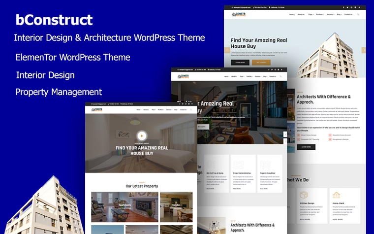 bConstruct - Interior Design & Architecture WordPress Theme.
