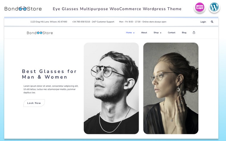 Bond Store - modern eyeglasses store WooCommerce theme.