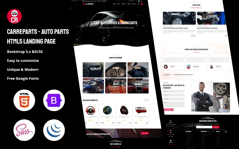 CarReparts - Auto Parts HTML5 Landing Page.