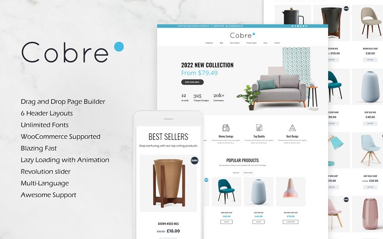 Cobre - Home Decor & Furniture Woocommerce Theme.