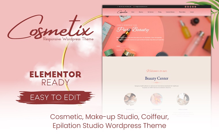 Cosmetix - Cosmetics, Make-Up Studio, Women Hairdresser WordPress Theme.