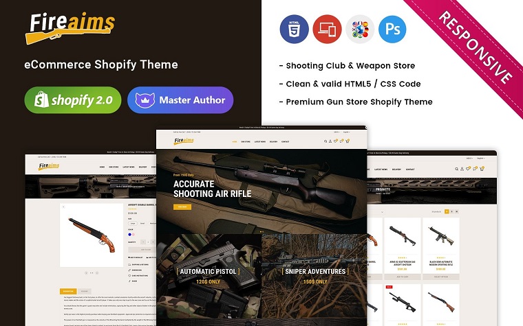 Fireaims - Weapon Store and Shooting Club Shopify Theme.