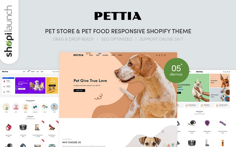 Pettia - Pet Store & Pet Food Responsive Shopify Theme.