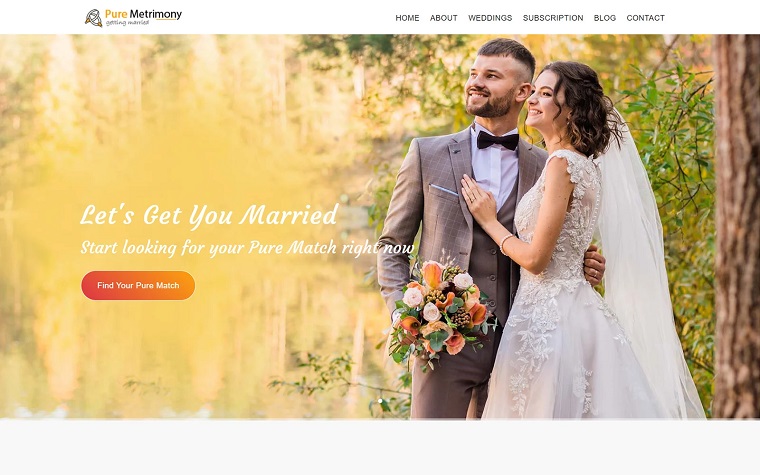 Pure Matrimony - Online Dating Website Template.