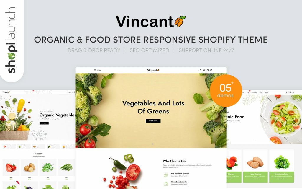 Vincant - Organic & Food Store Responsive Shopify Theme.