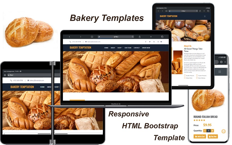 Bakery - Responsive HTML Bootstrap Landing Page Templates.
