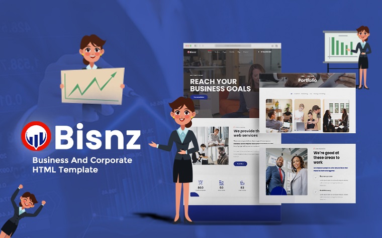 Bisnz - Business Company Web Page HTML Layout.