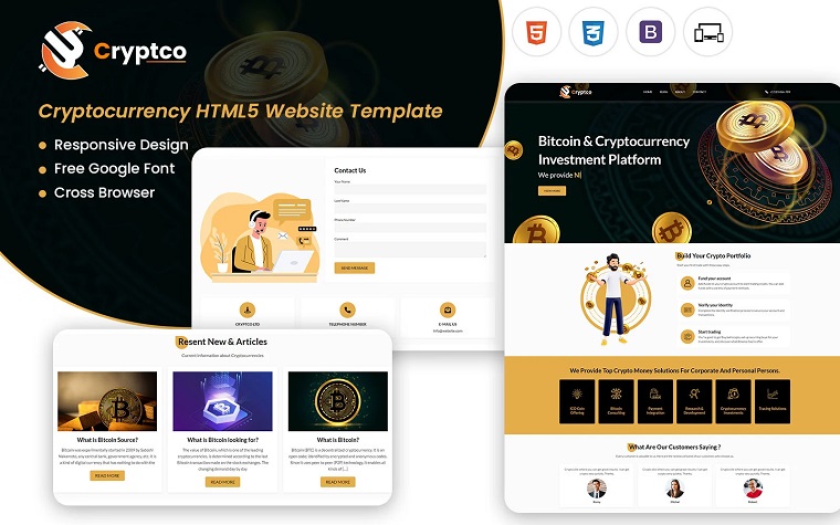 Cryptco - Cryptocurrency Marketplace HTML5 Template.