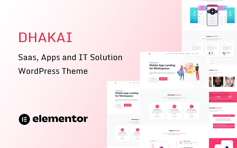 Dhakai - Apps and Software Landing One Page WordPress Theme.