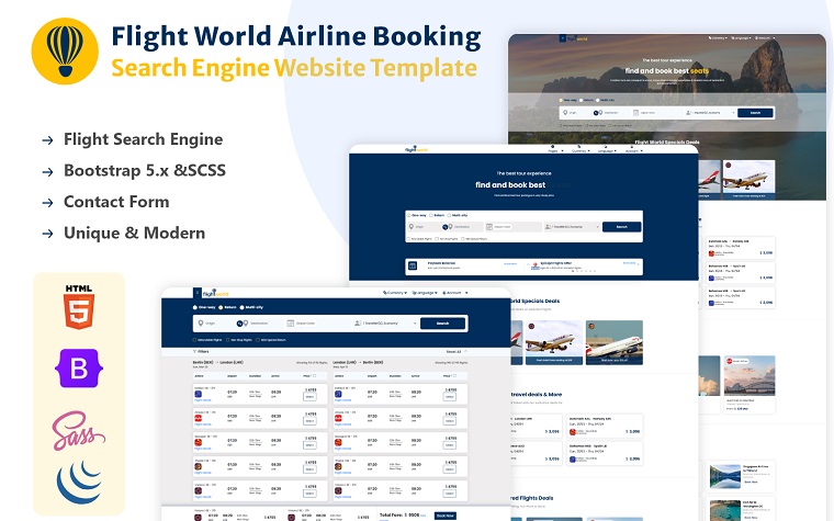 FlightWord - amazing airline booking HTML template.