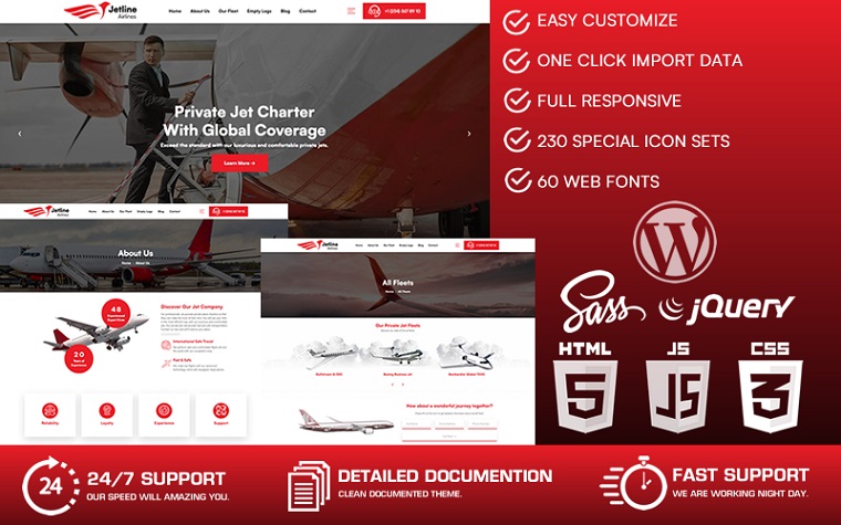 Jetline - Aircraft Company WordPress Theme.