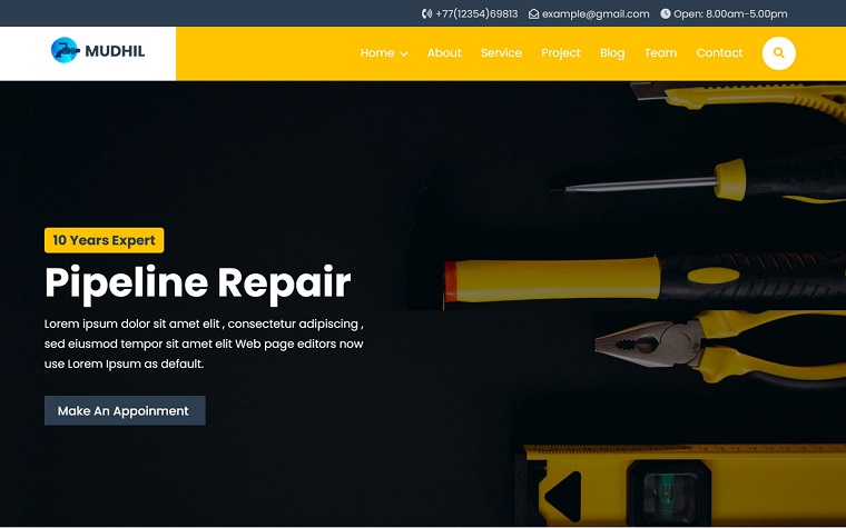 Mudhill - Plumber Repair Service Landing Page Template.