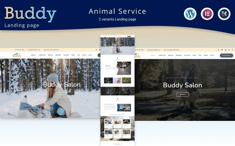 Animal Service Elementor Landing page WordPress theme