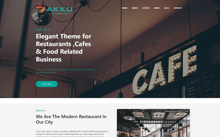AKKU - Meals and Dishes Landing Page Template.