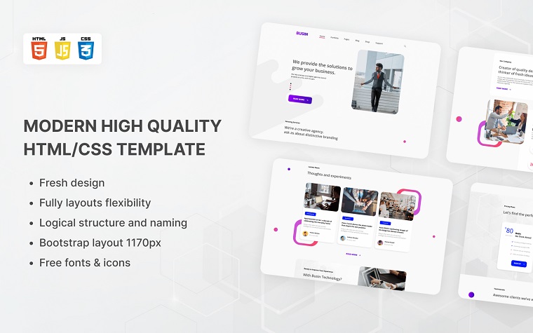 Busin Three - Landing Page HTML5 Template.