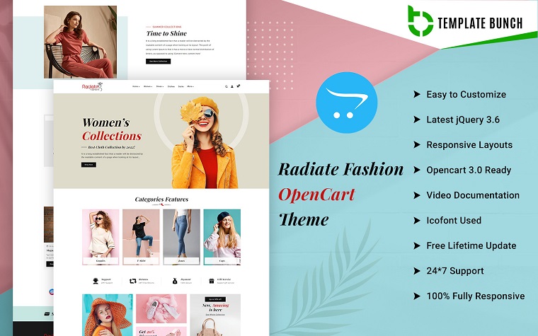 Radiate Fashion - Responsive OpenCart Theme for Fashion eCommerce.
