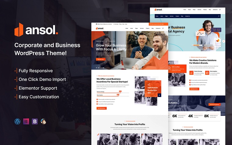 Ansol - Business Corporate WordPress Theme.