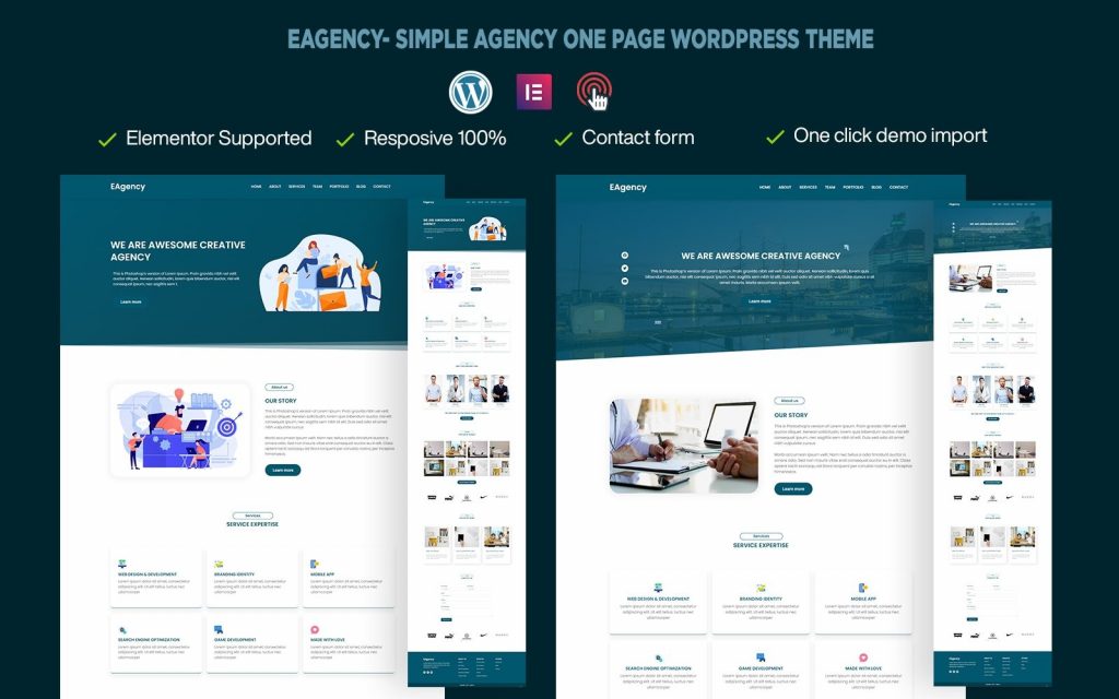 EAgency- Creative Agency Single-Page WordPress Theme.