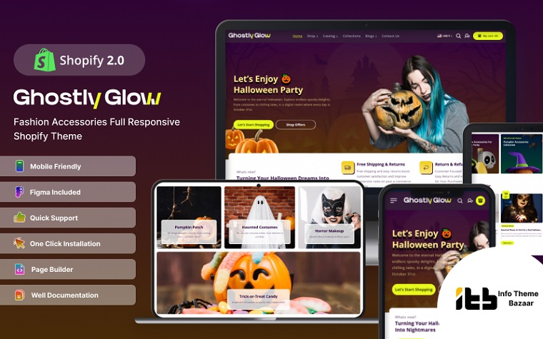 Ghostly-glow - Halloween party Shopify 2.0 theme.