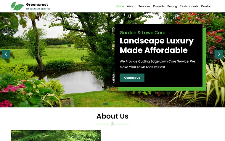 Greencrest - Gardening and Landscaping HTML5 Landing Page Template.