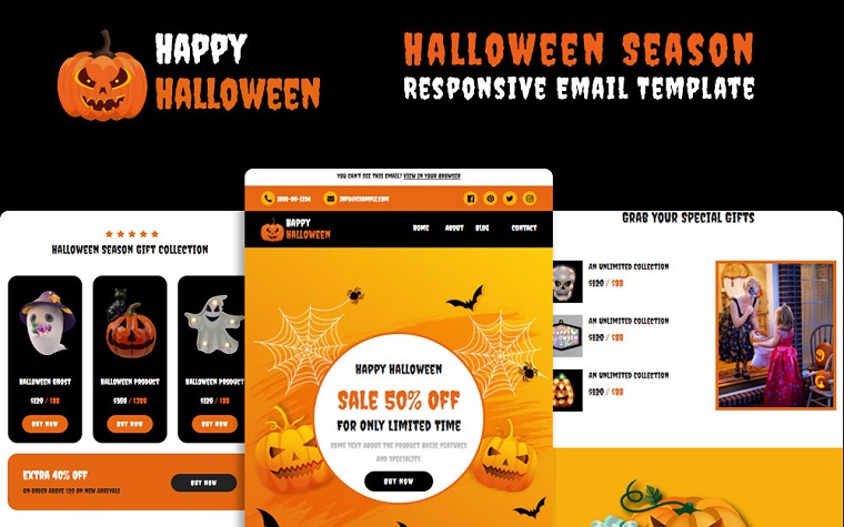 Halloween Season - Responsive Template for Newsletter ads campaign.