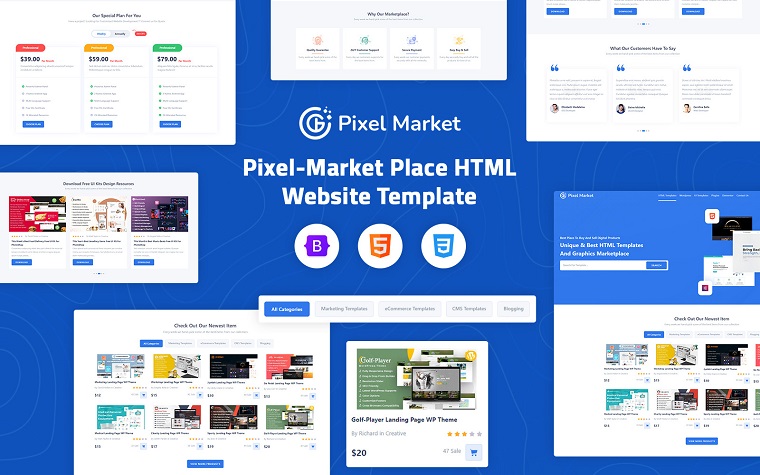 Pixel - Marketplace HTML Website Template.